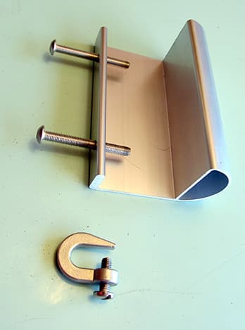 Pinpoint Solar folded aluminum bracket with bolts and a separate U-shaped clamp